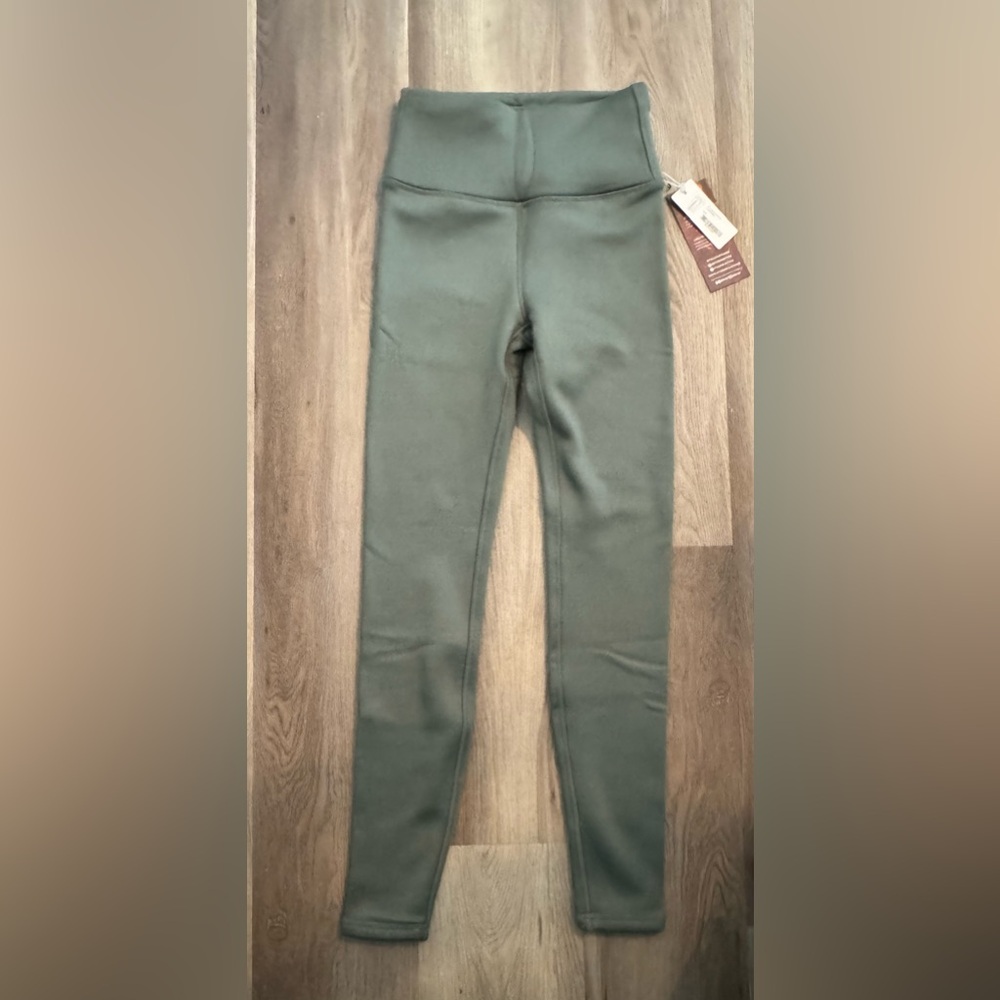 Kyodan Womens Leggings Fleece Lined Thermal‎ Green Pull On Laurel Stretch XS NWT